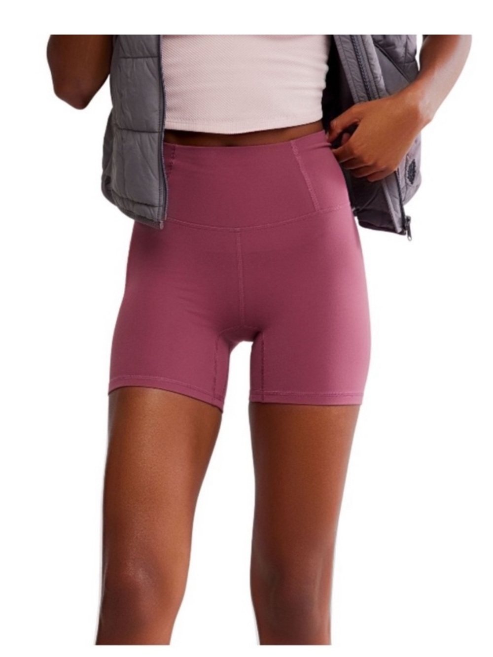 FP Movement by Free People High-Waist Rose-Mauve Bike Shorts